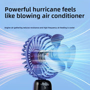 Rechargeable Portable Neck Fan with 5 Speeds Digital Display 90° Adjustable Base Purple Black