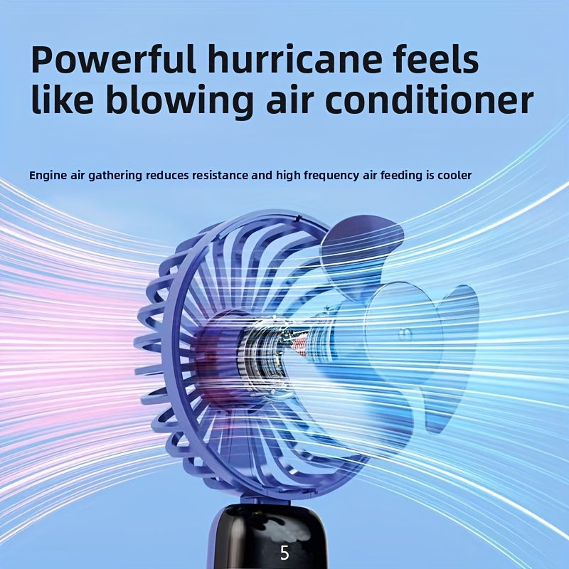 Rechargeable Portable Neck Fan with 5 Speeds Digital Display 90° Adjustable Base Purple Black