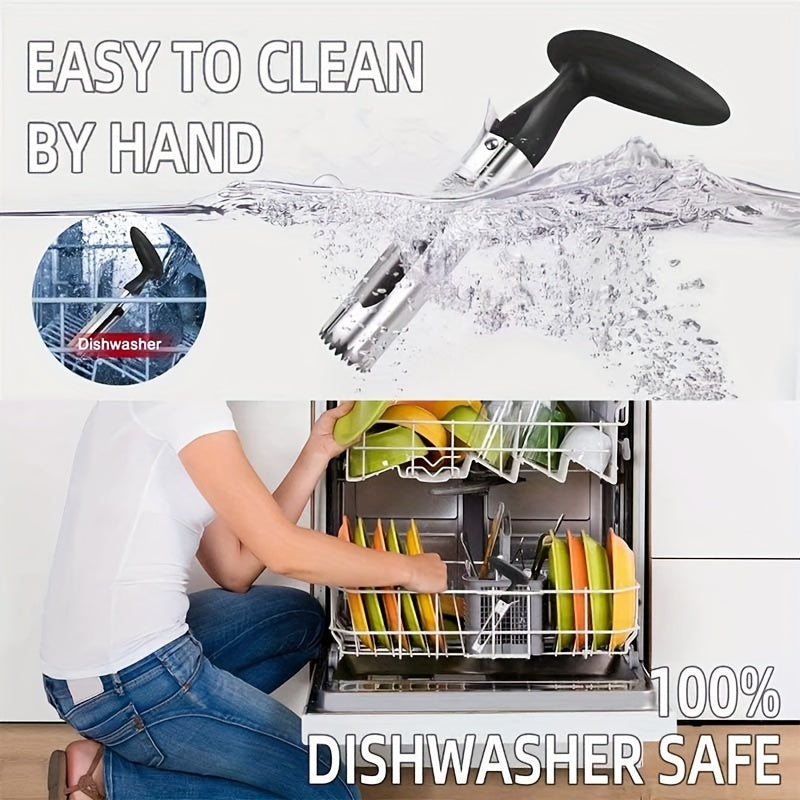 YUHUPHYLLIC Нержавеющая сталь Яблочный корер с эргономичной ручкой и острым зубчатым лезвием для удаления сердцевин из различных фруктов. Ручная работа, портативный кухонный инструмент.