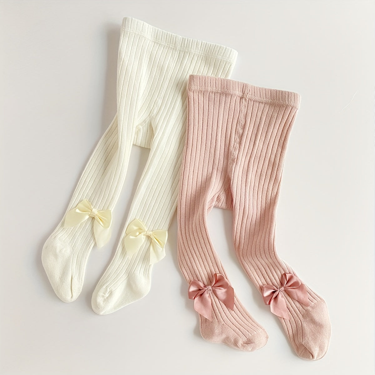 Set of 2 Girls Baby Leggings with Bow Design for Spring and Autumn Outdoor Wear