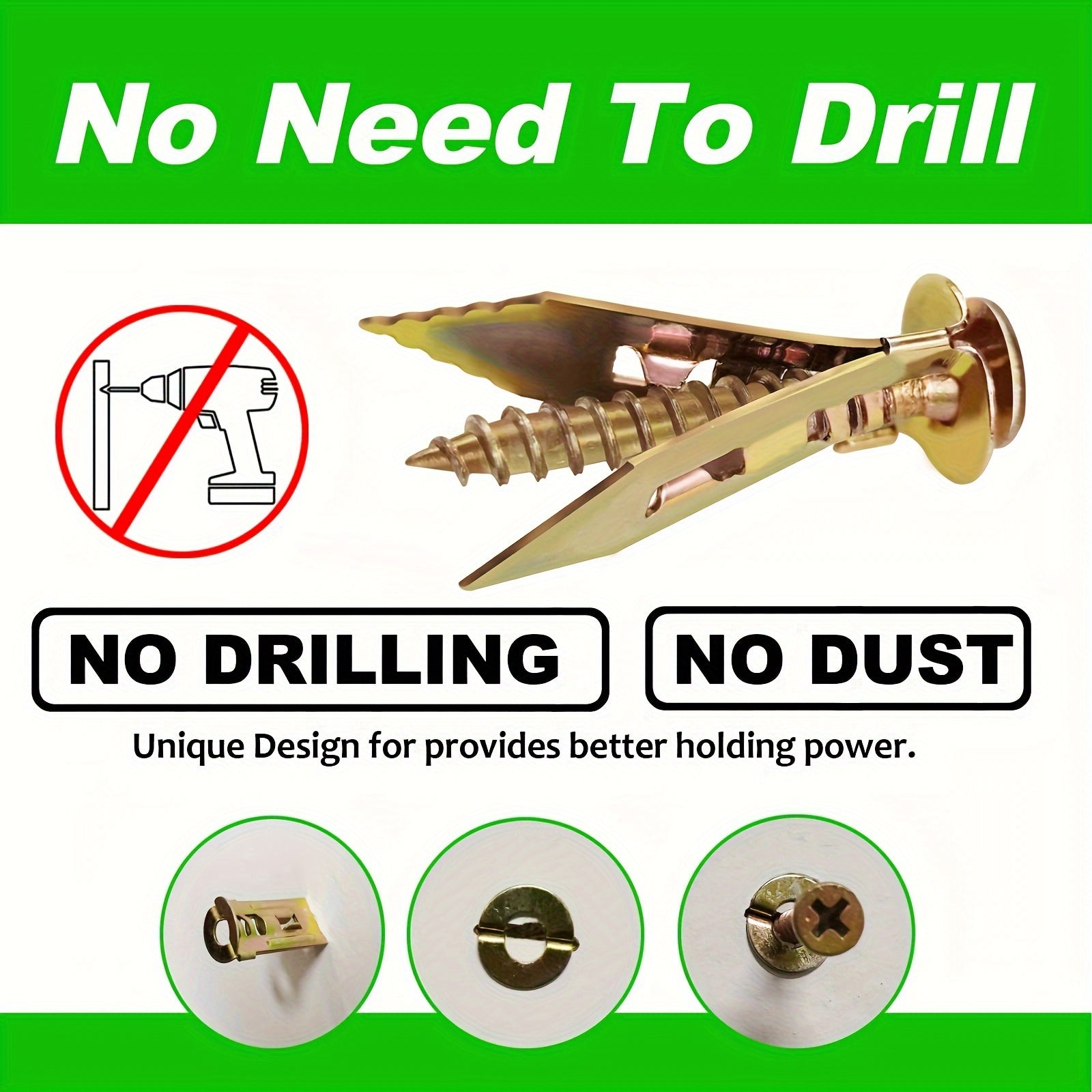 50/100/150 Pcs Galvanized Steel Self-Drilling Wall Anchors Drywall Inserts