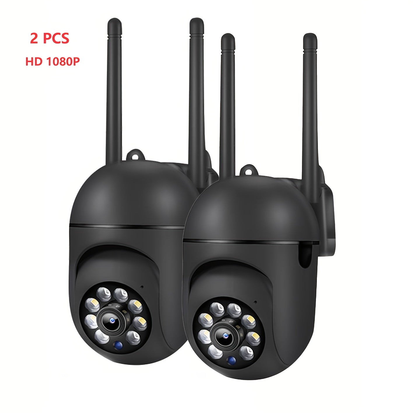 2-Pack HD Security Cameras with PTZ Color Night Vision Spotlight Siren Wi-Fi Indoor Outdoor