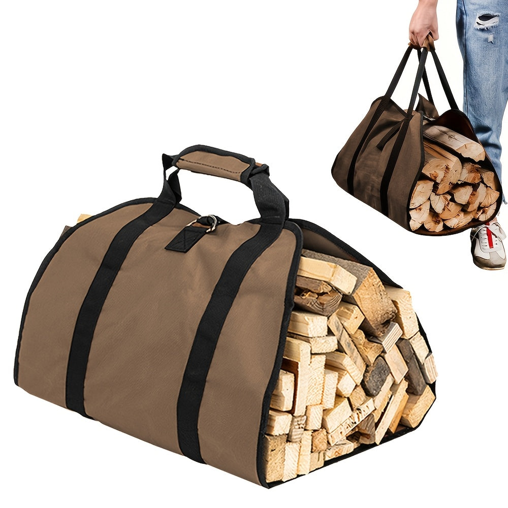 Canvas Log Carrier Bag Firewood Tote with Handles and Security Strap