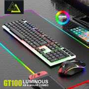 Gaming Keyboard and Mouse Combo with RGB Backlight 104 Keys Ergonomic Black White
