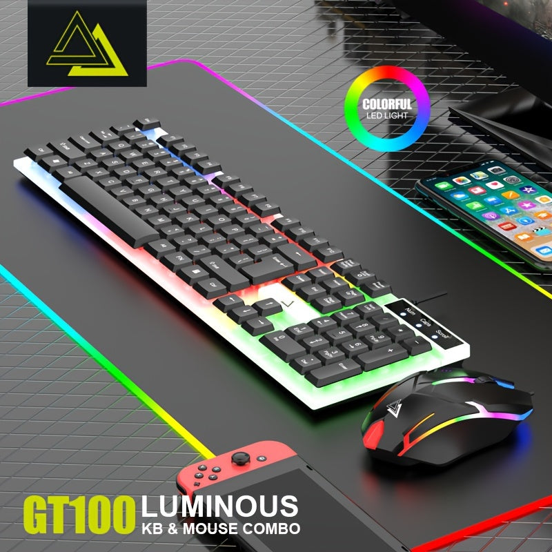 Gaming Keyboard and Mouse Combo with RGB Backlight 104 Keys Ergonomic Black White