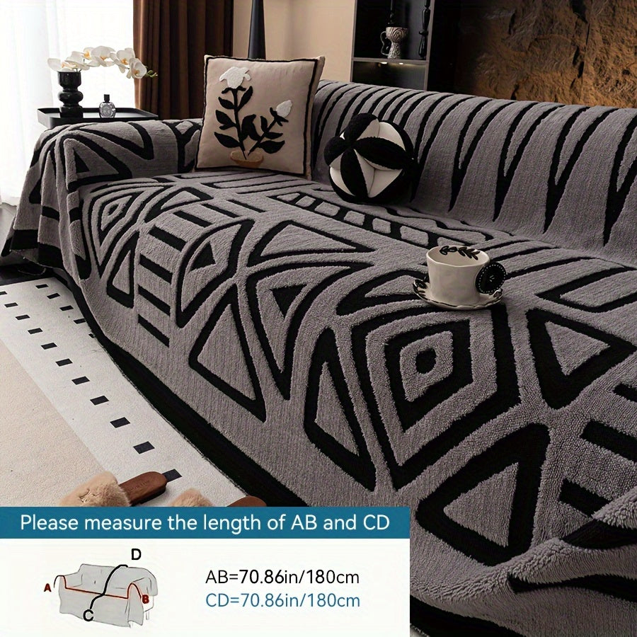 Чехол на диван Glam Style Sherpa, толстый плюш, защитник мебели, моющийся в машине, устойчивый к выцветанию, дружелюбный к питомцам, подходит для кресла, дивана-кровати, 3-4 местного секционного.