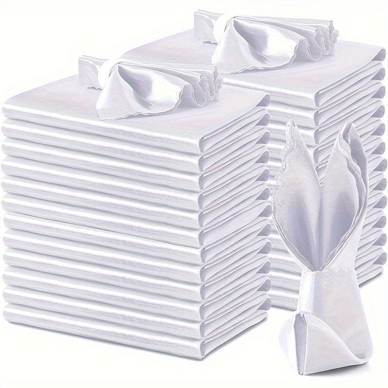 12pcs Satin Napkins and Velvet Table Runner Set 43x43cm for Wedding and Party Decor