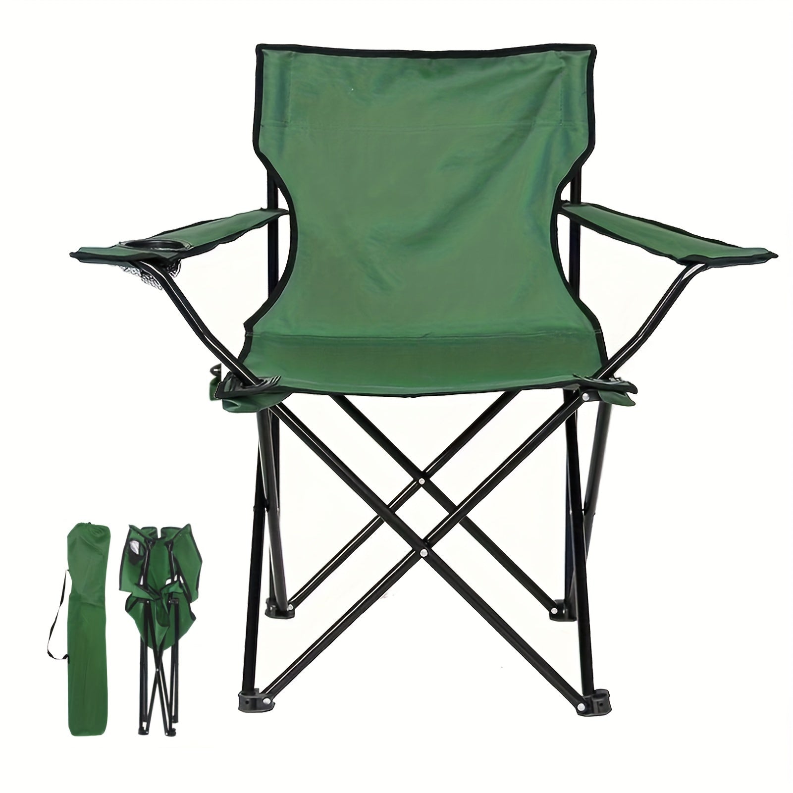 Portable Folding Camping Chair with Water Cup Holder and Carrying Bag