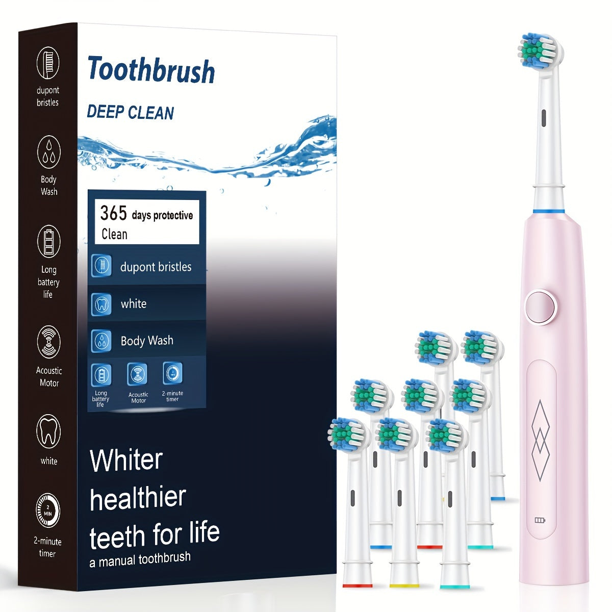 Black Sonic Electric Toothbrush for Adults with USB Rechargeable Battery and 5 Modes