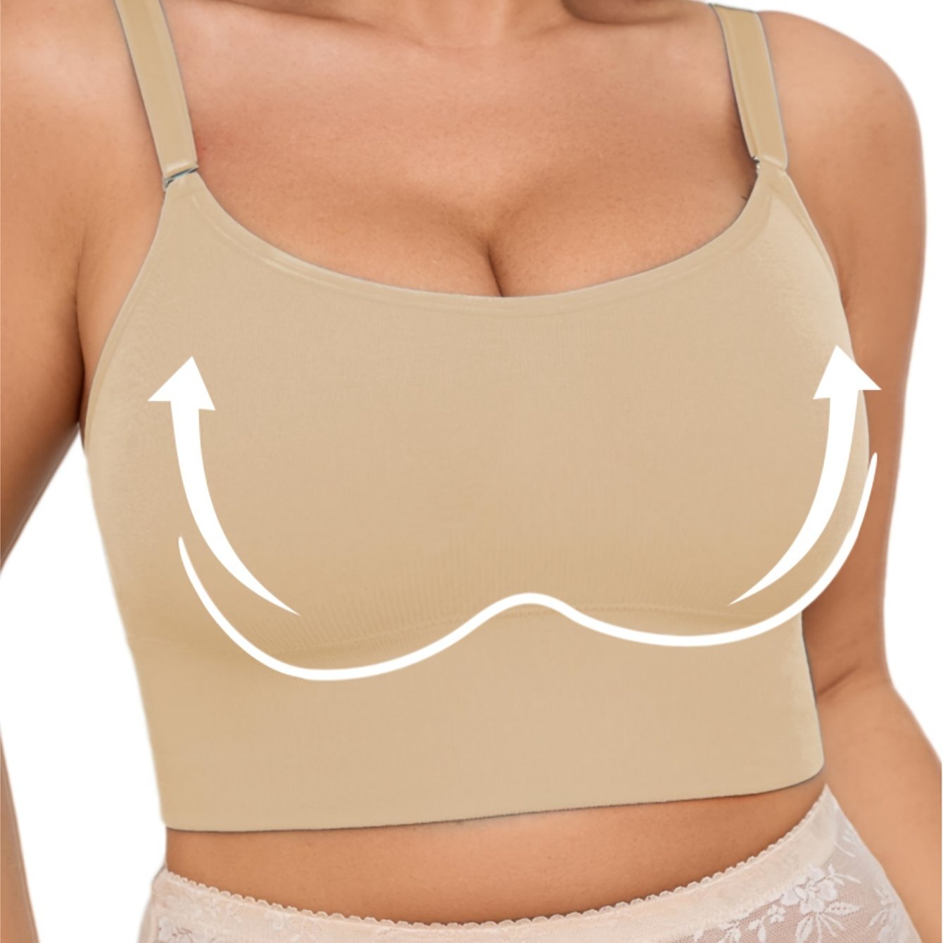 Women's Plus Size Seamless Wireless Sports Bra with Adjustable Straps