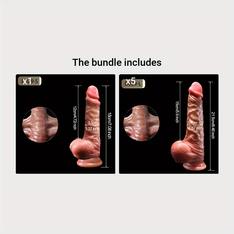 Women Silicone Dildo 21.59cm Foreskin Suction Cup Anal Sex Toy