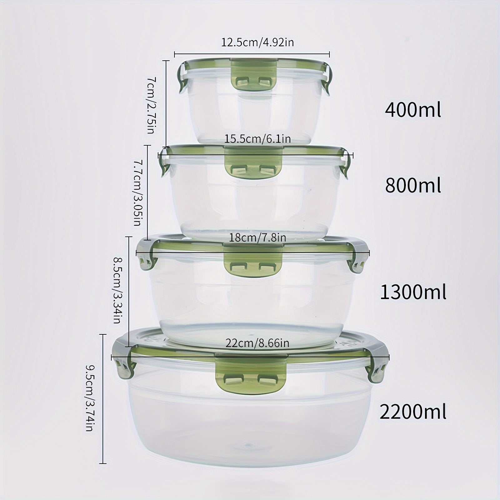 4 ta saqlash qutisi to'plami, zamonaviy dumaloq uslubda yangi oziq-ovqat saqlash uchun, muzlatgich va mikroto'lqinli pechda foydalanish uchun qulay va ko'chma idishlar, pikniklar, lagerda, maktabga qaytish uchun ajoyib.