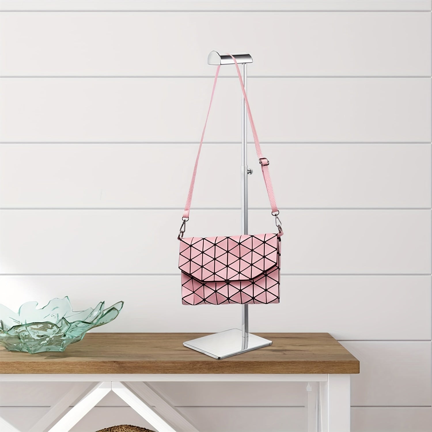 Adjustable Stainless Steel Hanging Display Rack for Clothing and Wallets