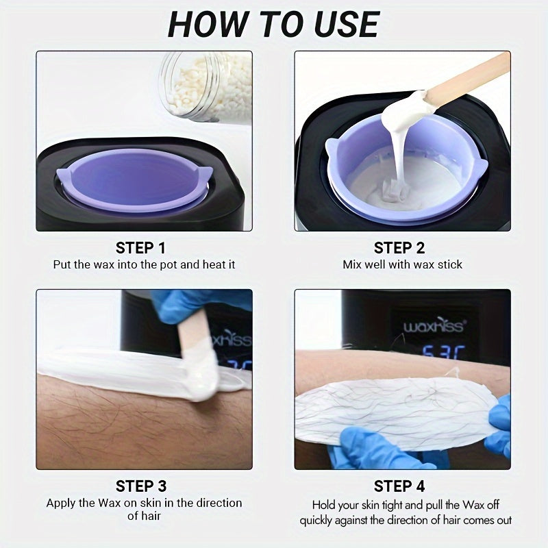 Mini Folding Silicone Wax Pot Heater for Body Hair Removal with Hard Wax and Wooden Sticks