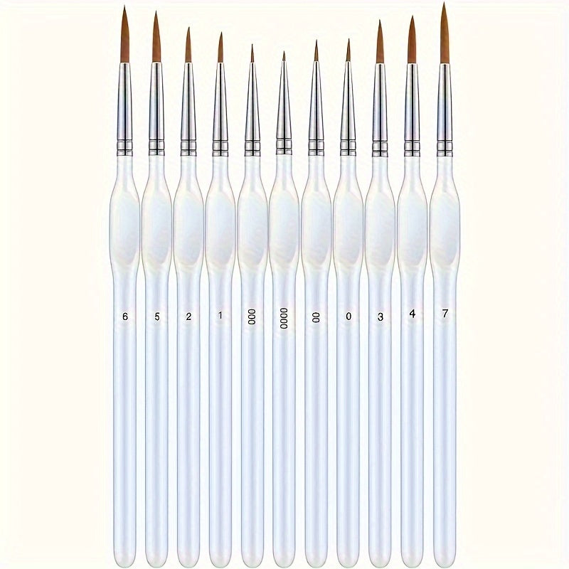 11-Piece Fine Detail Paintbrush Set for Acrylic Oil Watercolor and Crafts