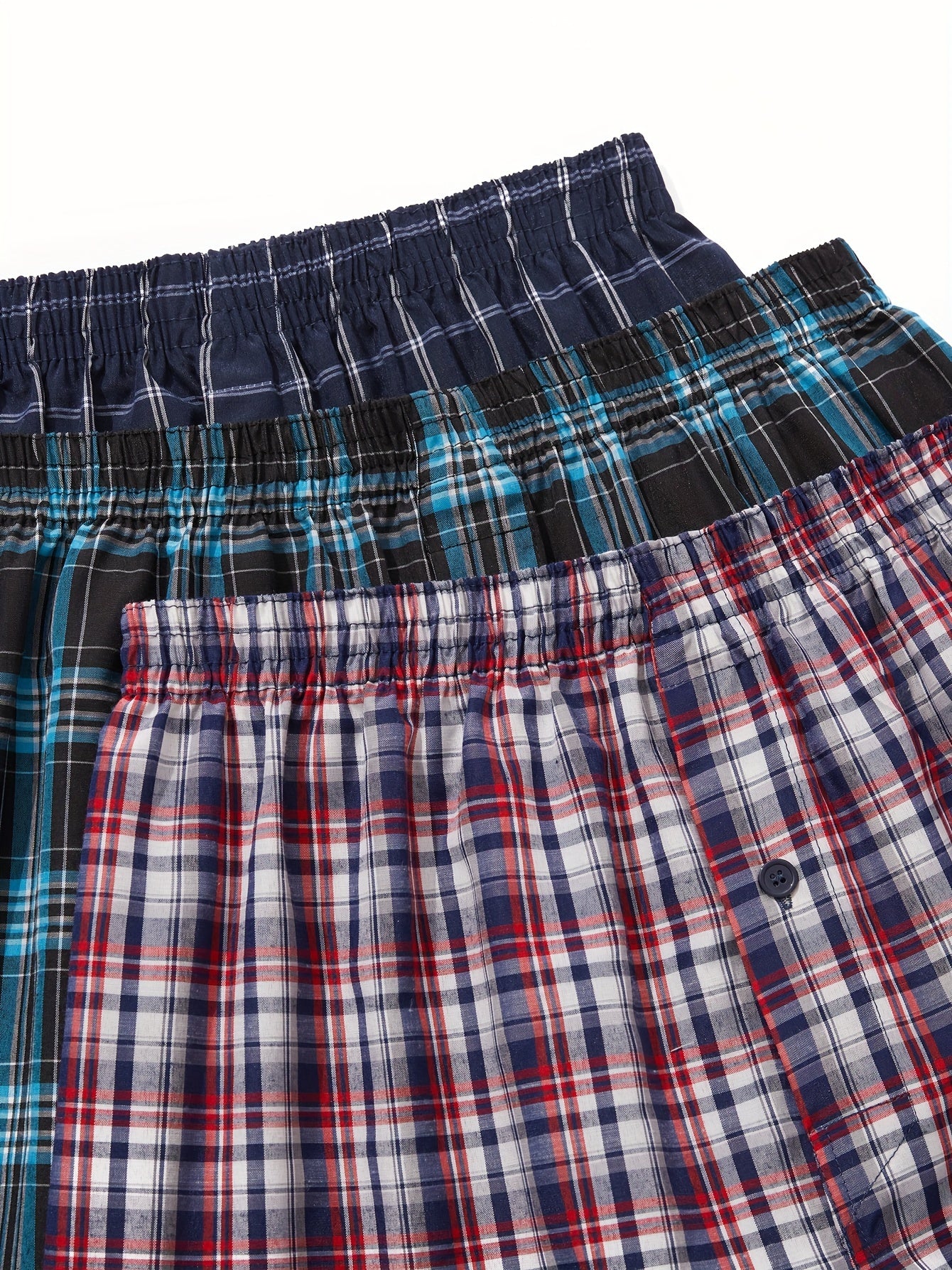 6 Pack Plus Size Men's Plaid Cotton Blend Boxer Shorts Loose Fit Casual