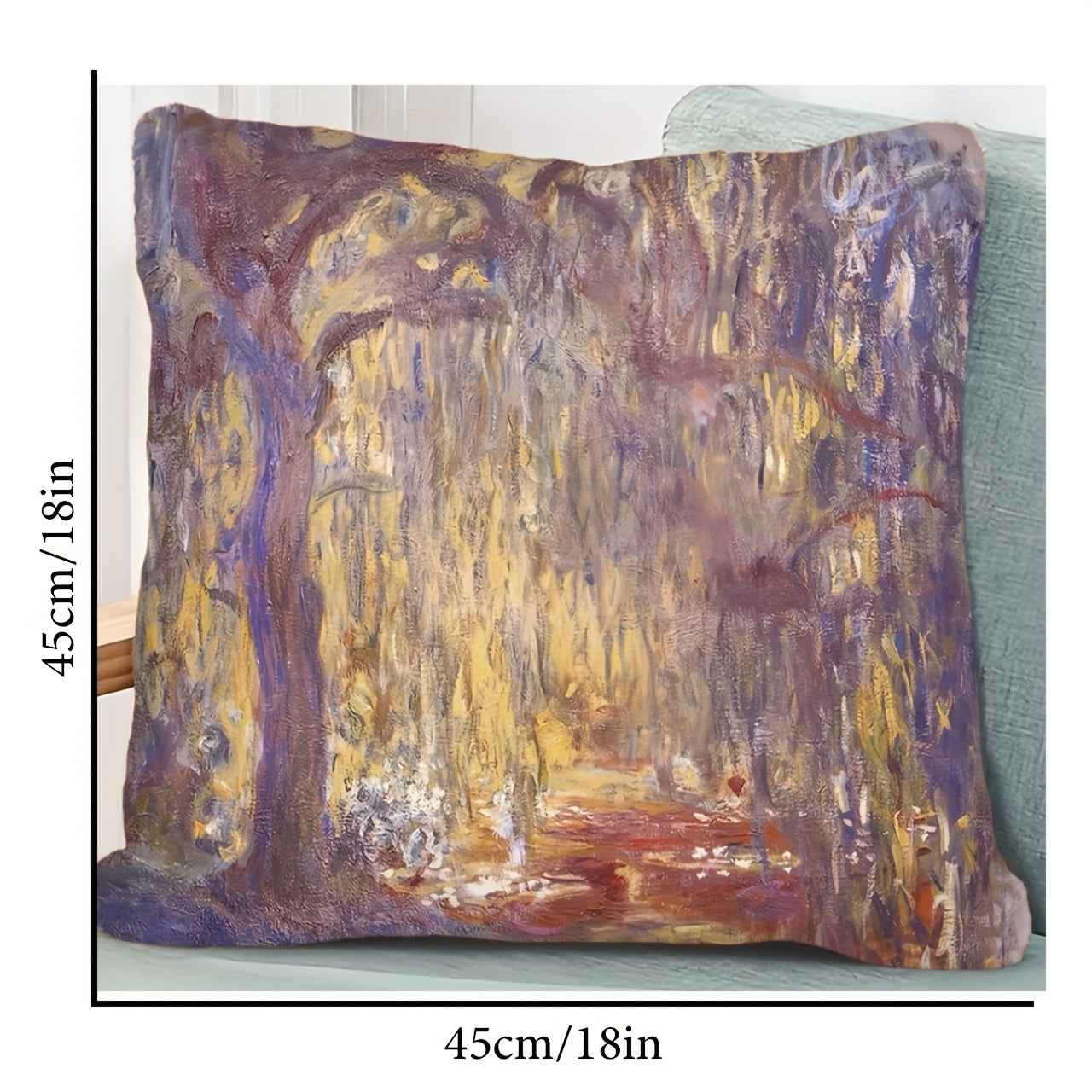 Reversible Throw Pillow Cover 45.72cm Vibrant Oil Painting Design Machine Washable