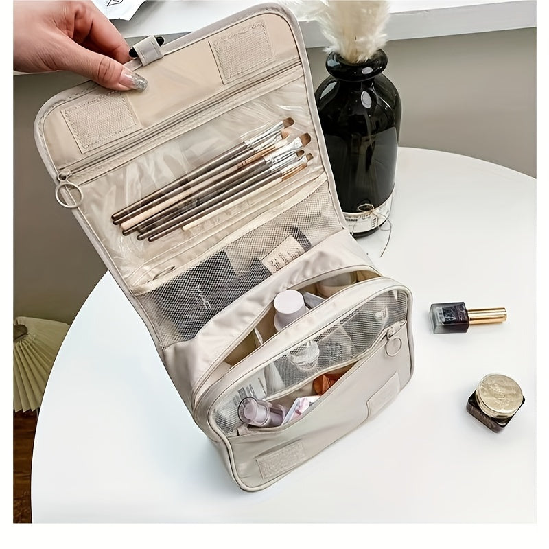 Women's Large Capacity Water-Resistant Makeup Bag With Hanging Hook Organizer