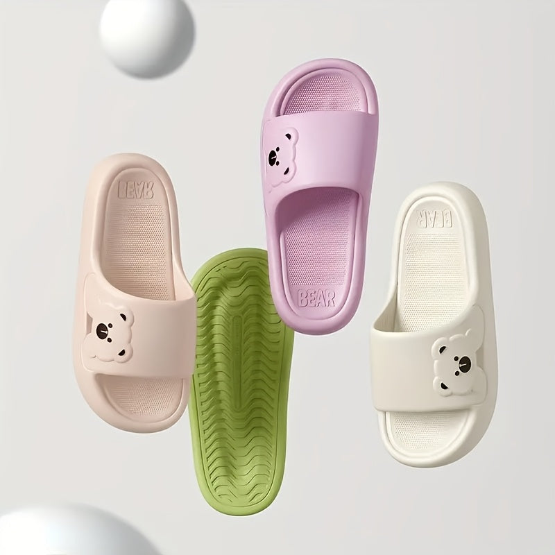 Unisex EVA Slippers Non-Slip Quick-Dry Open-Toe Bathroom Slides Gray White