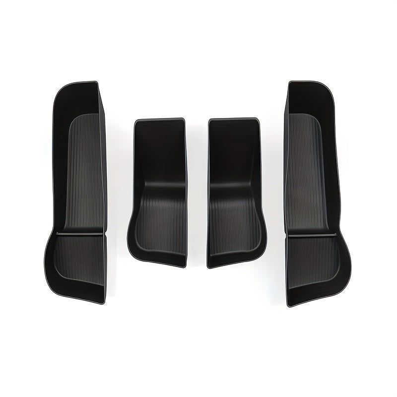 Juego de bandejas organizadoras para puertas de coche TPE negro compatible con sedán trasero y delantero 2024 2025
