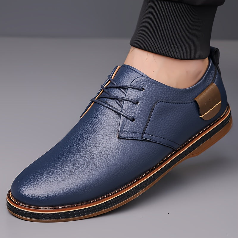 Men's Casual Dress Shoes Microfiber Synthetic Leather Round Toe Rubber Sole Low Top Lace Up for Spring Fall
