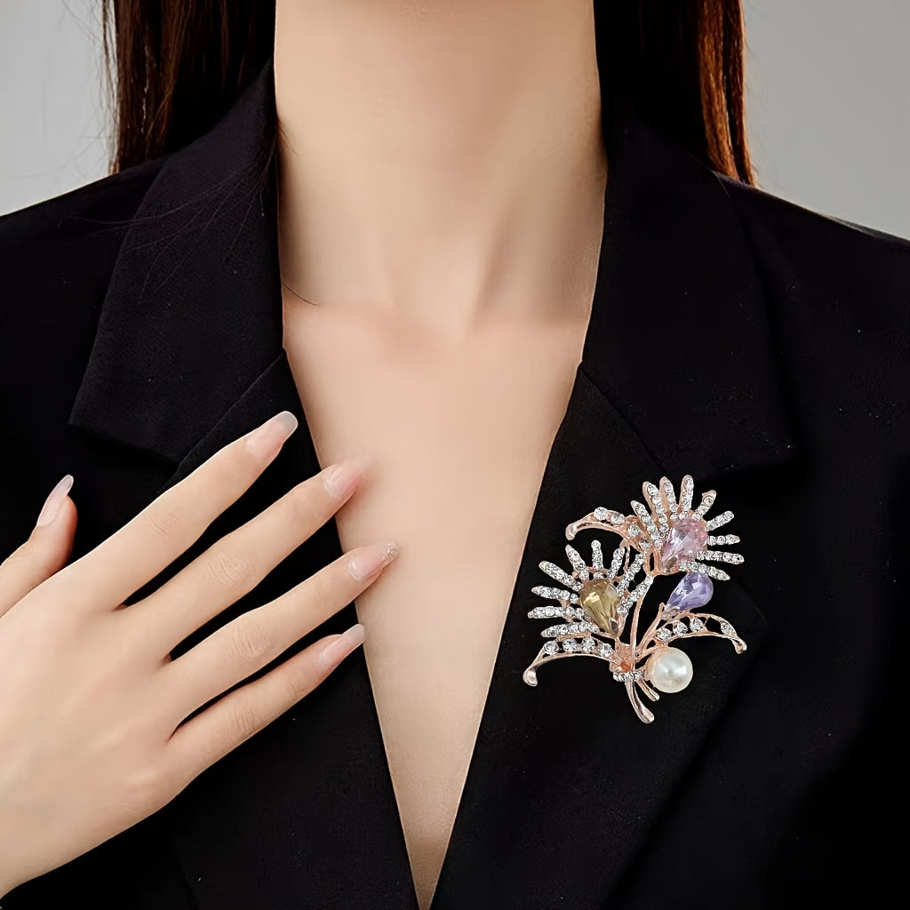 Elegant Pearl Carnation Brooch for Women Silver Flower Accessory Jewelry