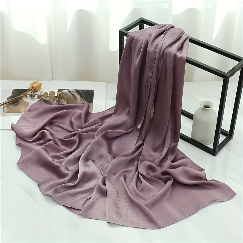 Women's Solid Color Pleated Hijab Scarf for Casual Wear Shawl Head Wrap