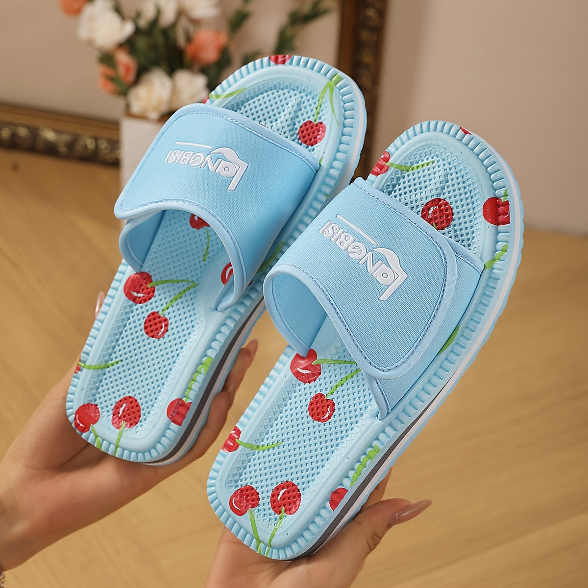 Women's Summer Fabric Sandals Open Toe EVA Sole Hook-and-Loop Closure