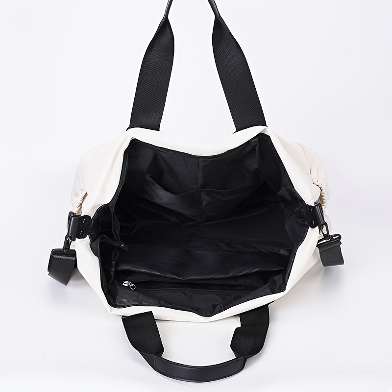 Large Capacity Duffel Bag Oxford Fabric Casual Travel Gym Yoga White Black