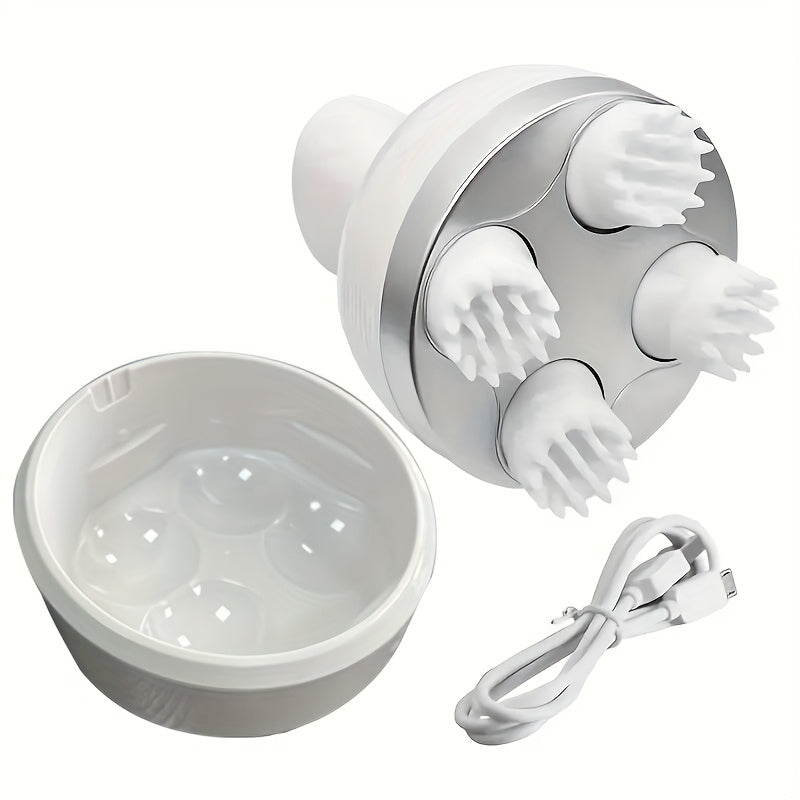 Dispositivo de masaje eléctrico para cabeza, recargable por USB, masajeador para cabeza y cuello, amasado para cabello y mascotas