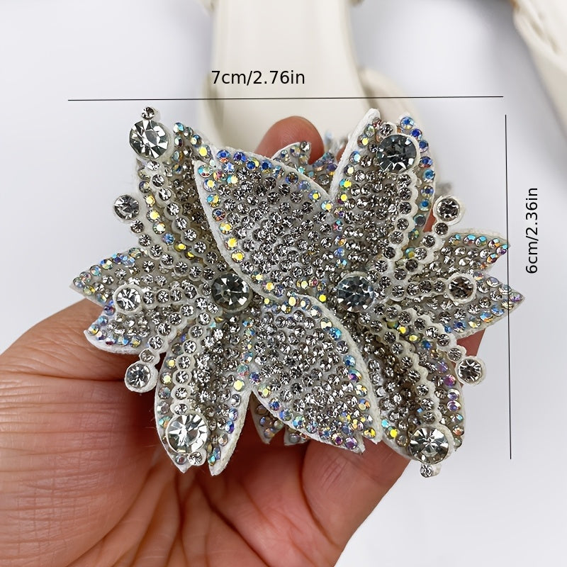 Women's Rhinestone Shoe Flowers 2pcs Detachable Buckles Dress Accessories