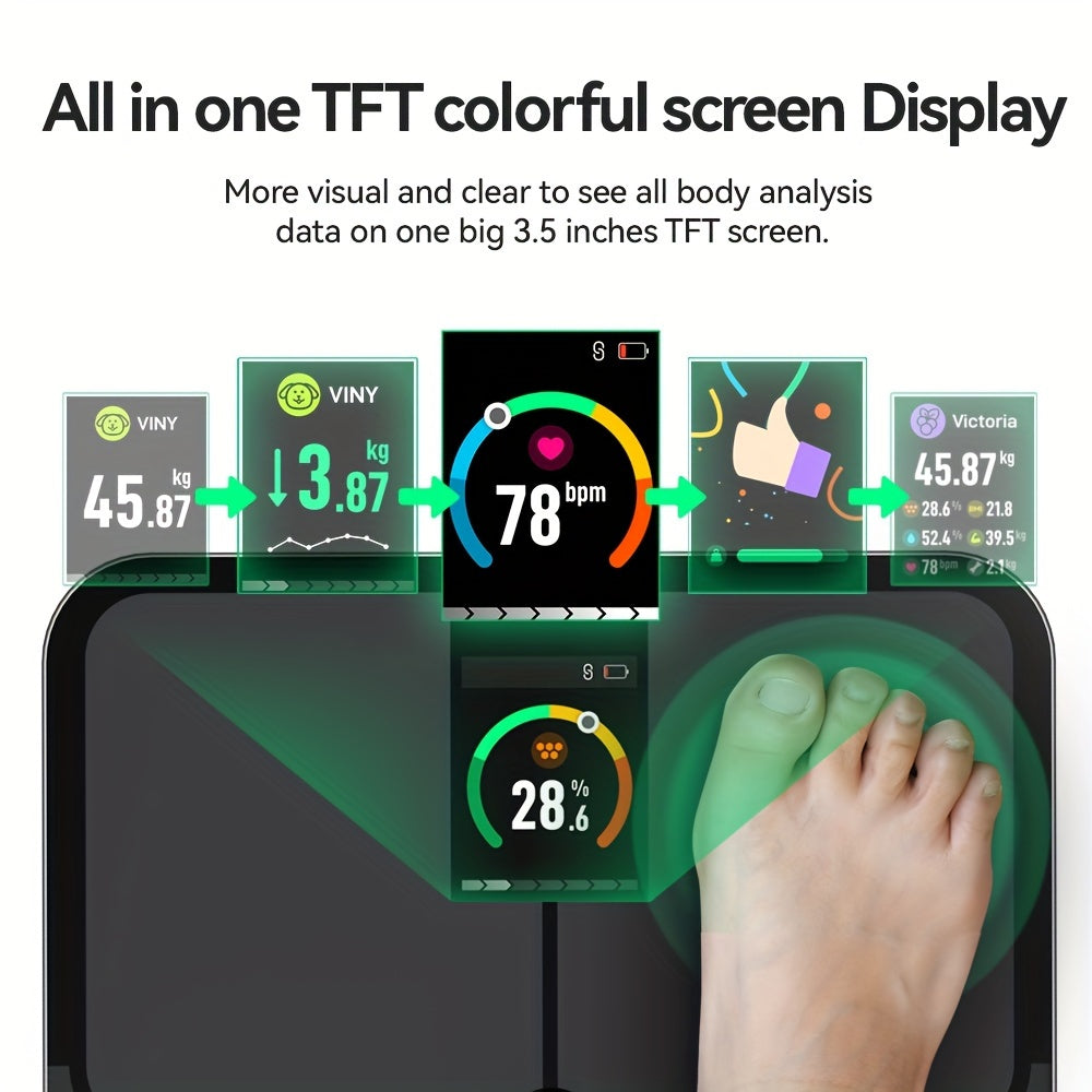Smart Body Scale Black with 45.36g Accuracy Large Display Body Composition Analysis