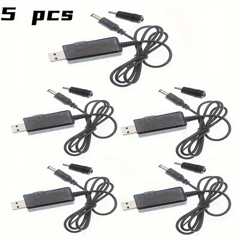 Cable convertidor USB a boost de 5V a 9V 12V con pantalla LED PVC negro fuente de alimentación