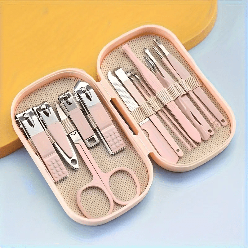 14-Piece Stainless Steel Nail and Foot Care Set with Clippers and Shaping Tools in Portable Storage Box for Men and Women