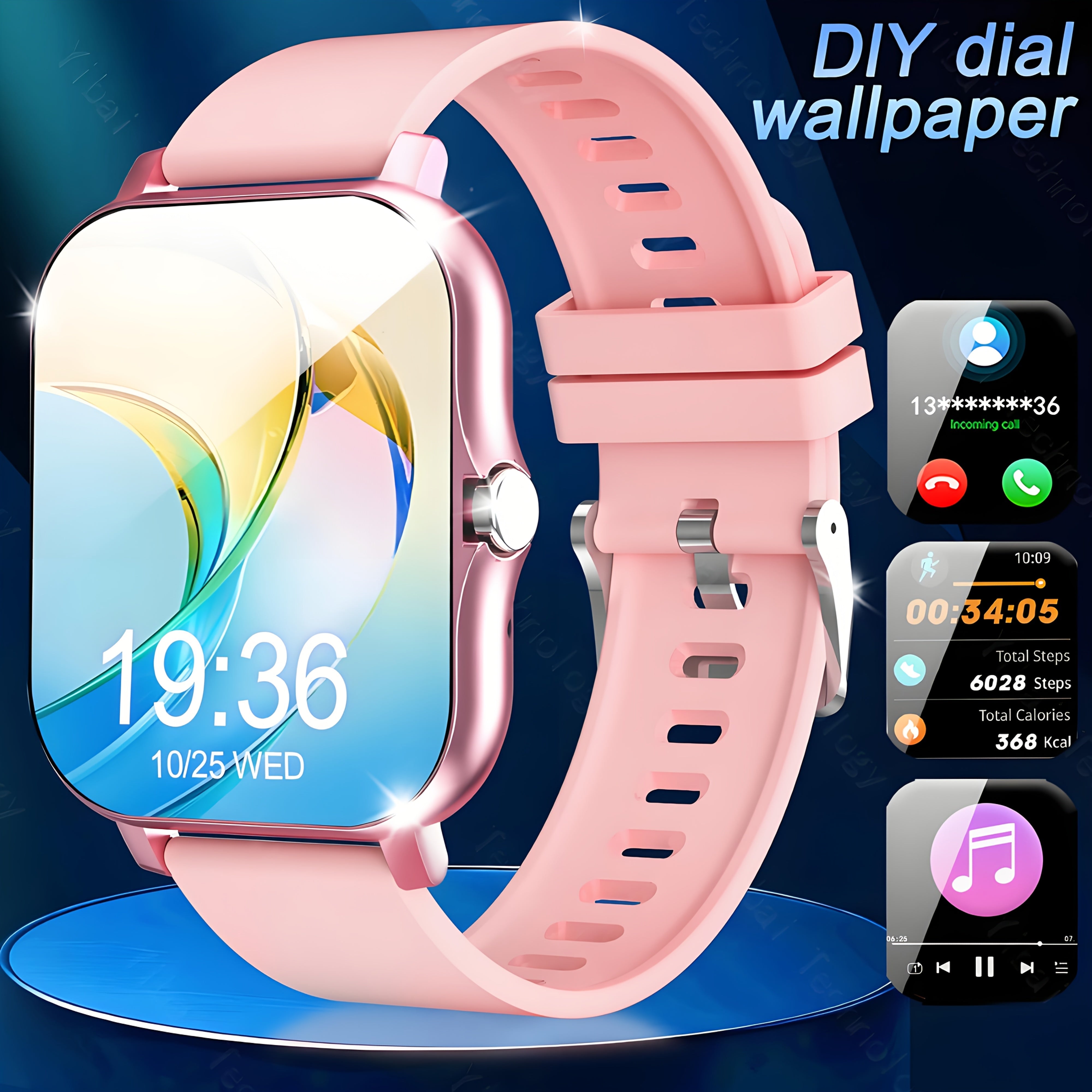 Sports Smartwatch for Men and Women 1.83-Inch HD Screen Fitness Tracker Voice Assistant