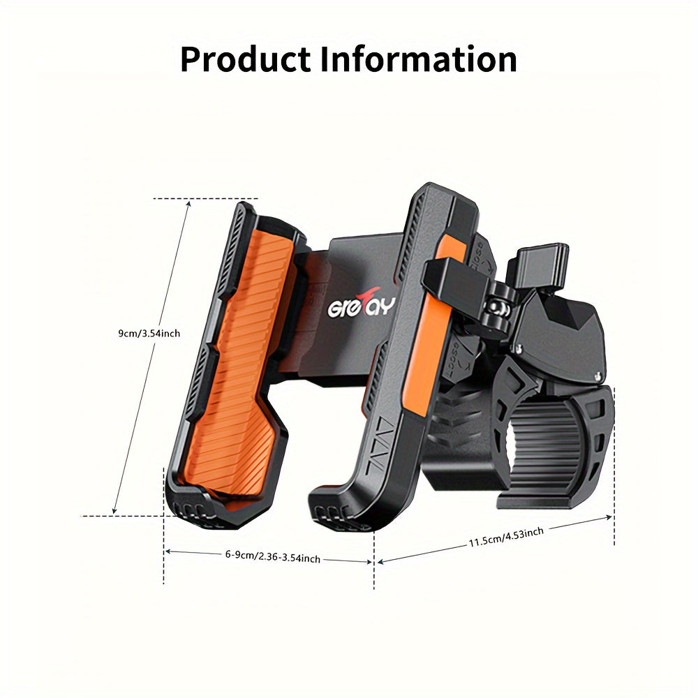 Bike Phone Mount for Handlebars 22-45mm 360° Rotation Compatible with 11.43-17.78cm Smartphones