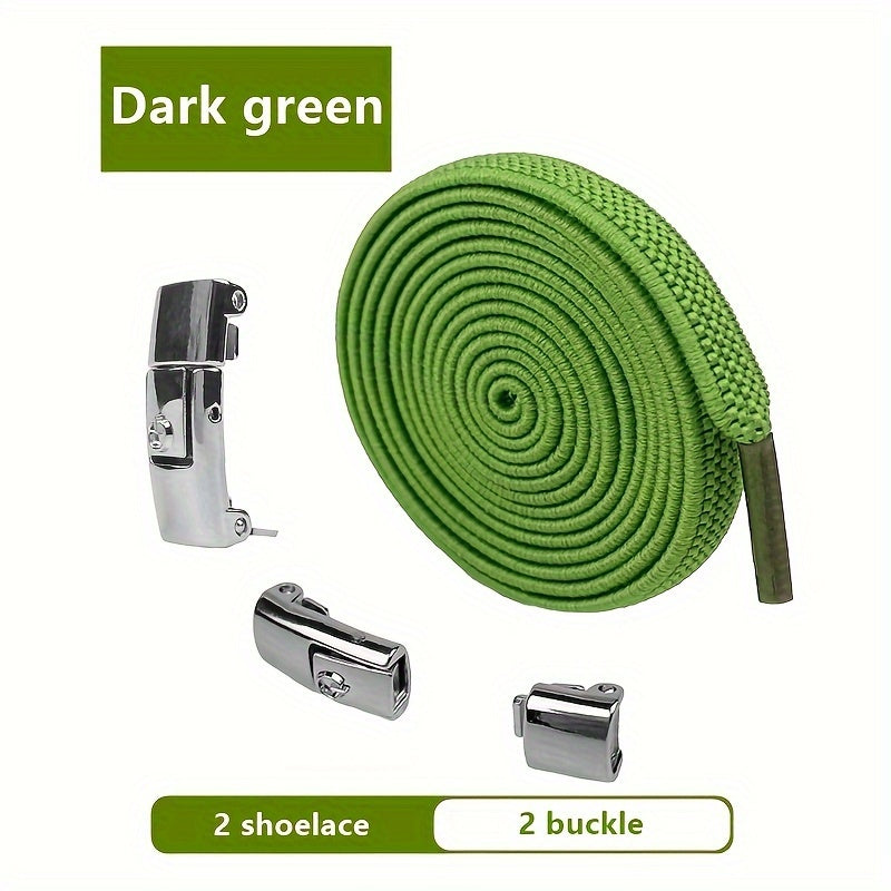 Unisex Elastic No-Tie Shoelaces Lazy Metal Lock Laces for Sports and Casual