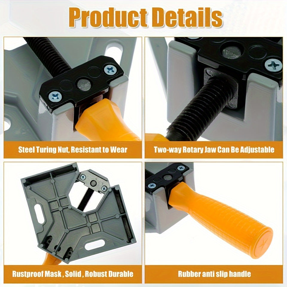 Aluminum Alloy 90° Right Angle Clamp with Adjustable Swing Jaw for Woodworking Welding