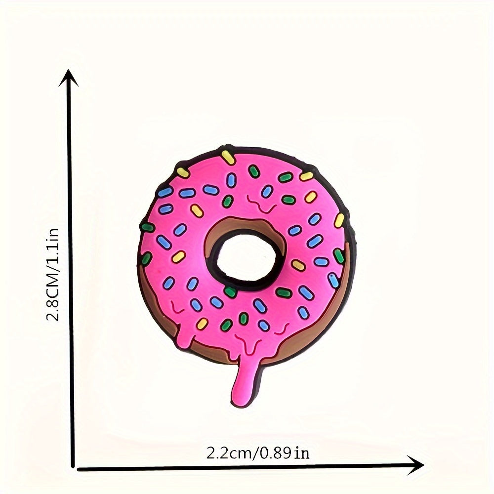 10Pcs Cartoon Food Donut Shoe Charms PVC Sandal Buckles Footwear Decor