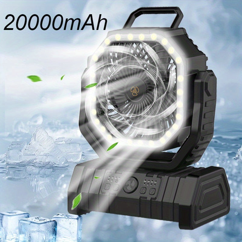 20000mAh USB rechargeable fan with LED lantern remote control outdoor camping