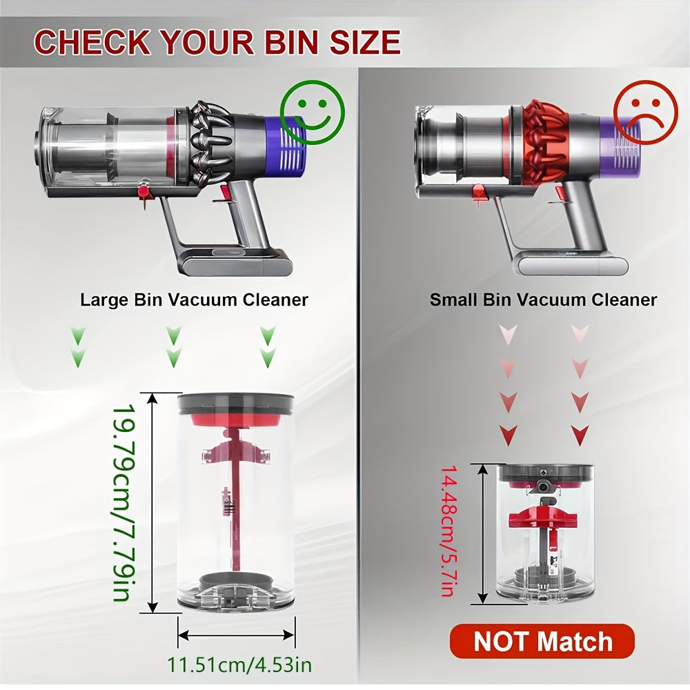 Емкость для пыли большого размера, совместимая с пылесосами Dyson V11, V15, SV14, SV15 и SV22. Запасная часть для контейнера/ведра для пыли.