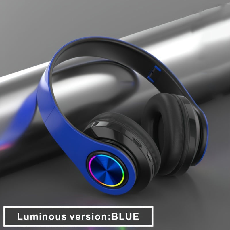 Auriculares inalámbricos para juegos con control de volumen, carga USB, diseño plegable para teléfonos móviles, anime, películas y videojuegos