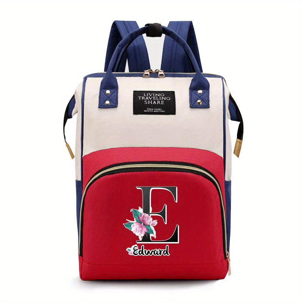 Персонализированная сумка для подгузников из оксфордской ткани с индивидуальными инициалами - Просторная сумка для мам с дизайном букв A-Z, идеальна для путешествий и повседневного использования, с карманами для бутылочек для женщин