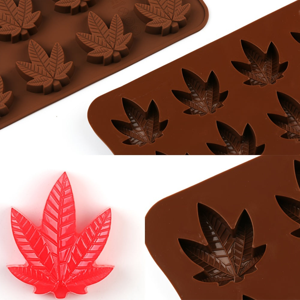 Juego de moldes de hojas de silicona para chocolates, caramelos y helados, de grado alimenticio, libre de BPA, para dulces navideños