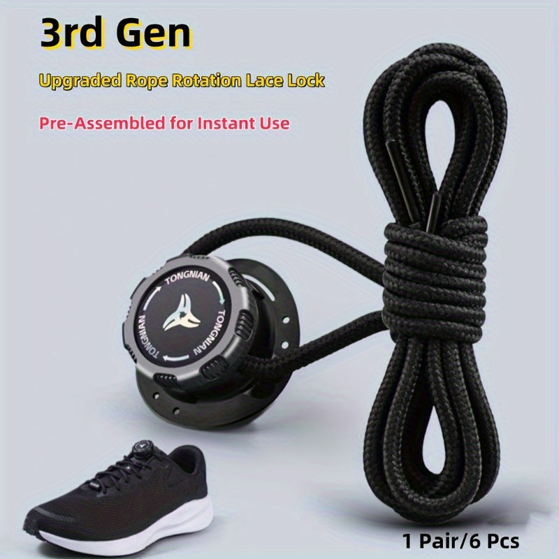 Unisex No-Tie Shoelace Locks Rotating Buckles for Sports Outdoor Shoes