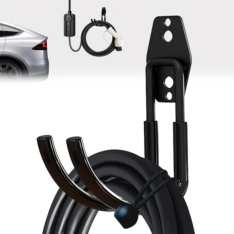 Wall-Mounted Heavy-Duty Steel EV Charger Cable Hook Indoor Outdoor Storage