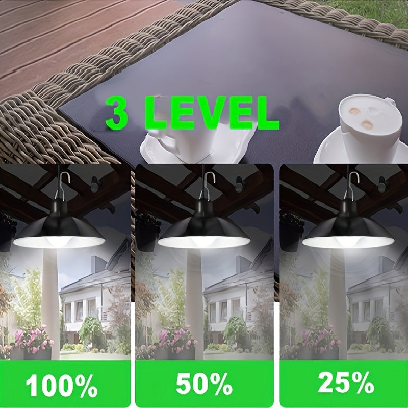 Solar Pendant Light with Remote Control and Adjustable Brightness for Indoor Outdoor Use