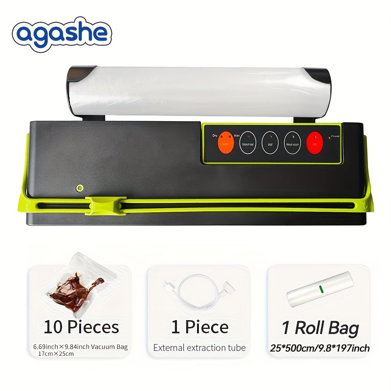 Vacuum Sealer Machine for Kitchen Food Preservation with Roll Bag, Automatic Sealing