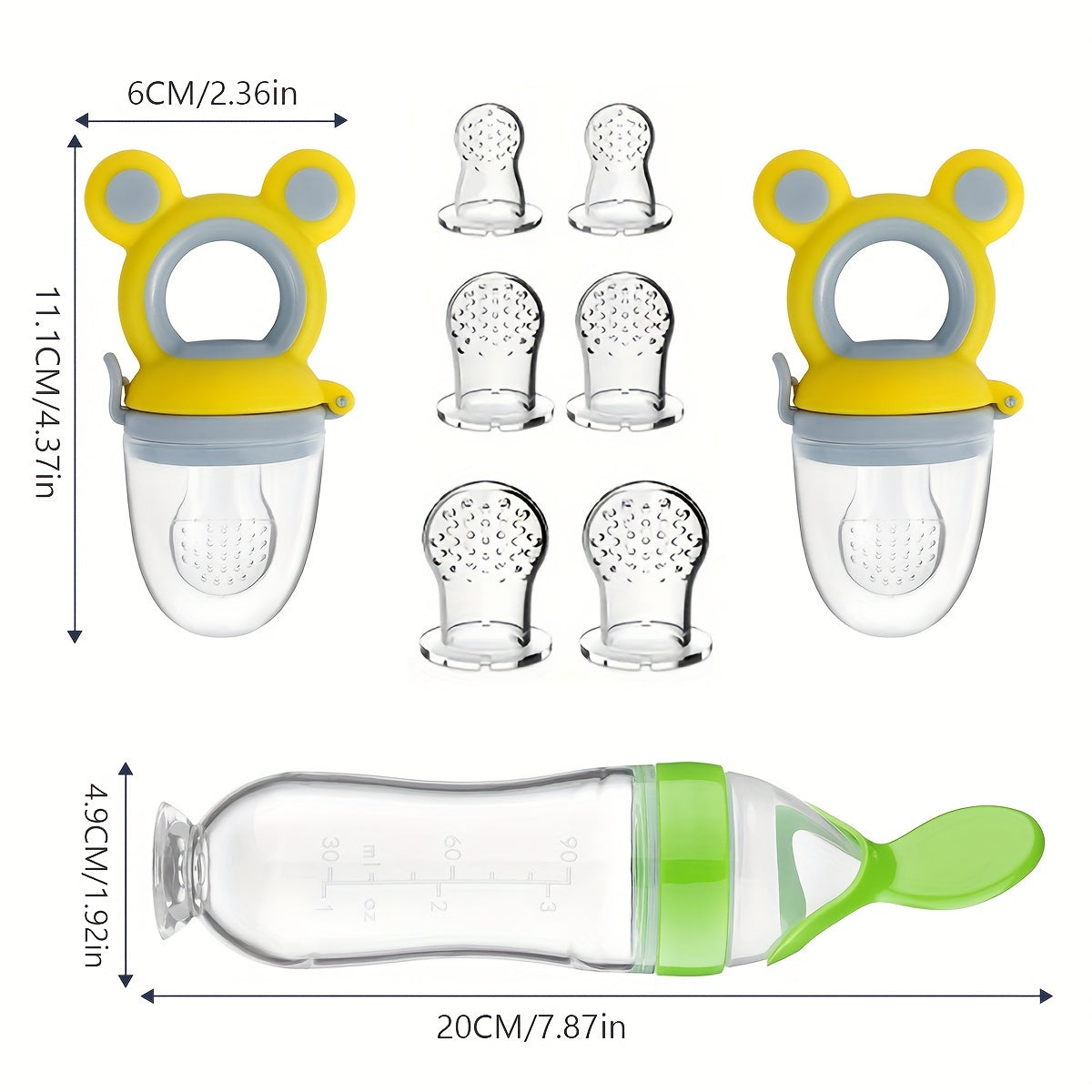 9-Piece Children's Silicone Feeding Set with Handles BPA-Free Fruit and Vegetable Feeders for Kids