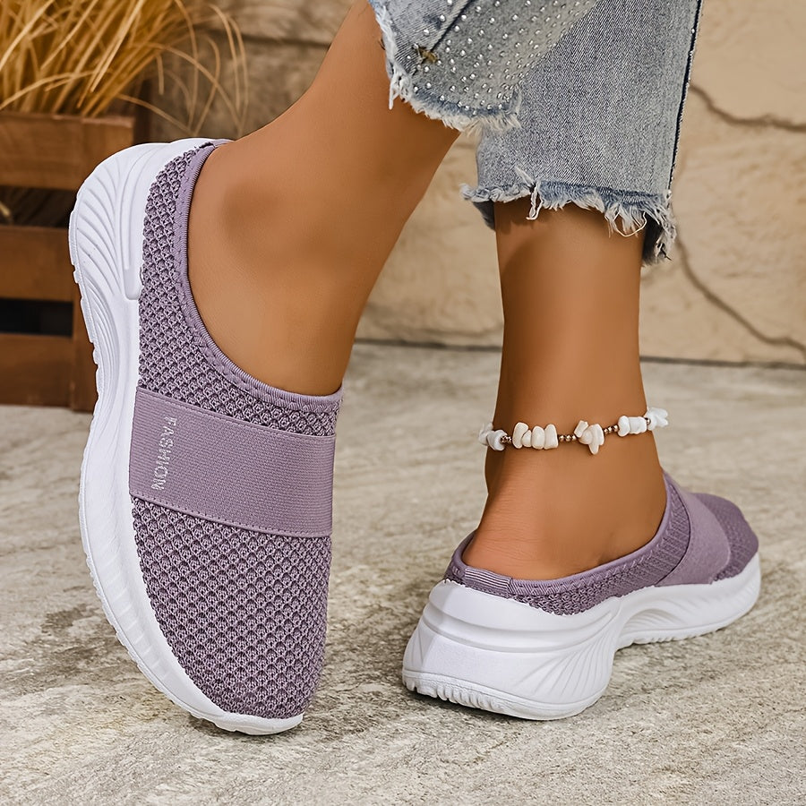 Ayollar uchun nafas oladigan slip-on sport poyabzali, yengil PVC taglik, qulay va kundalik kiyim uchun barcha fasllar uchun